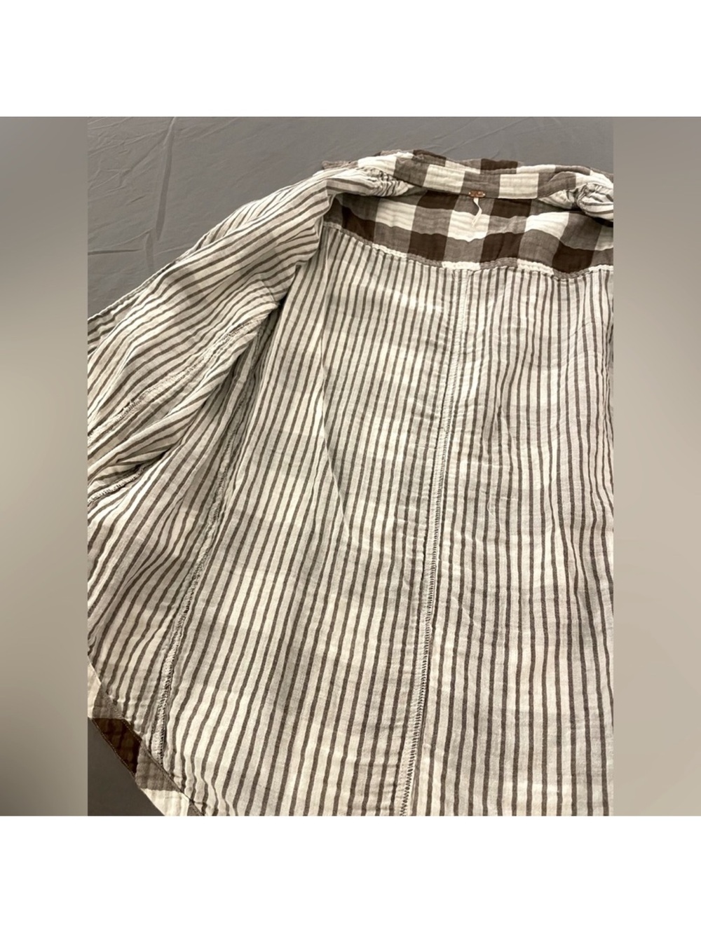 Free People Brown and White Plaid Button-Down Shirt - Picture 9 of 9